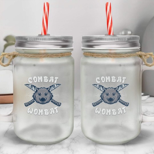 Combat Wombat For A Wombats Lover Mason Jar Cups