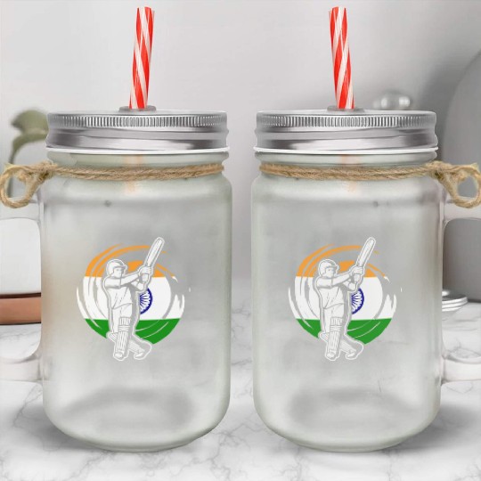 India Cricket Player Mason Jar Cups