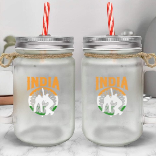 India Cricket Player Mason Jar Cups
