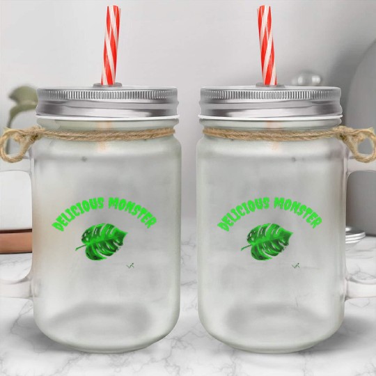 Green delicious monster Mason Jar Cups