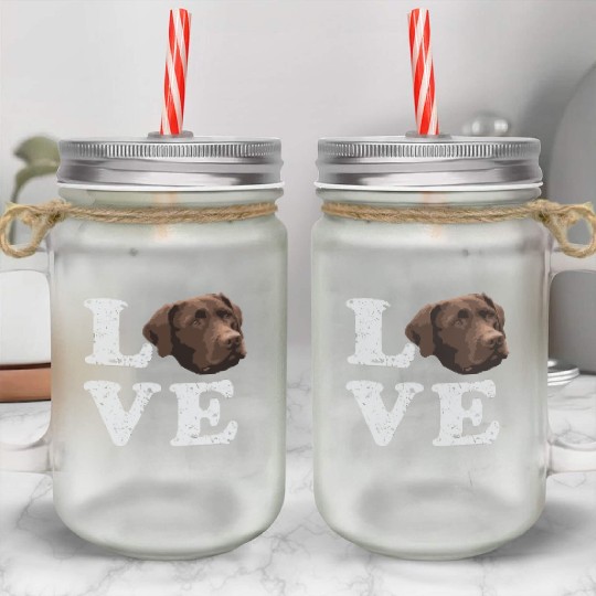 I Love My Chocolate Lab Labrador Retriever Dog Mason Jar Cups