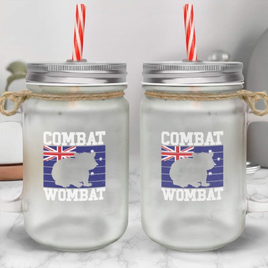 Combat Wombat For A Wombats Lover Mason Jar Cups
