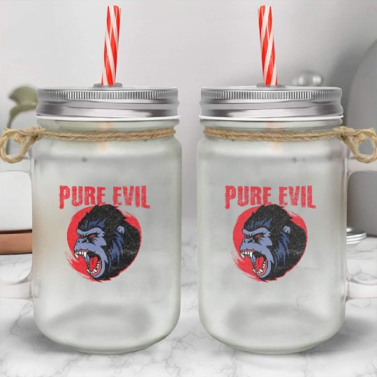 Pure Evil Angry Gorilla Monkey Chimpanzee Mason Jar Cups