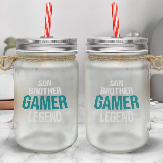 son brother gamer legend Mason Jar Cups