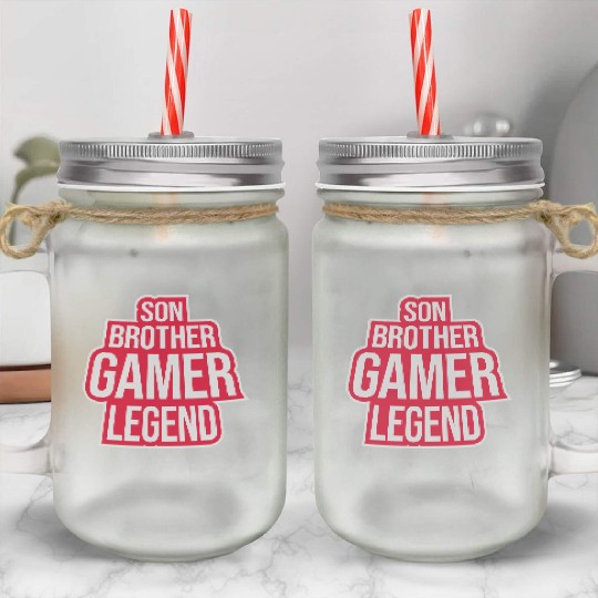 son brother gamer legend Mason Jar Cups