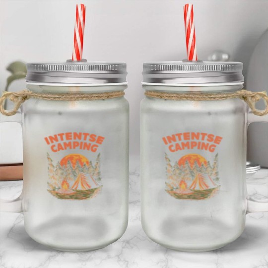 Intentse Camping Wildlife Camper Outdoor Camp Moun Mason Jar Cups