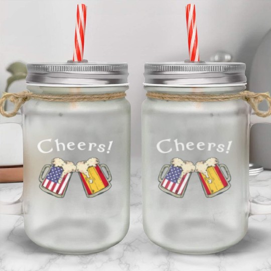 Spanish American Grown Country Cheers Beer Drink Mason Jar Cups