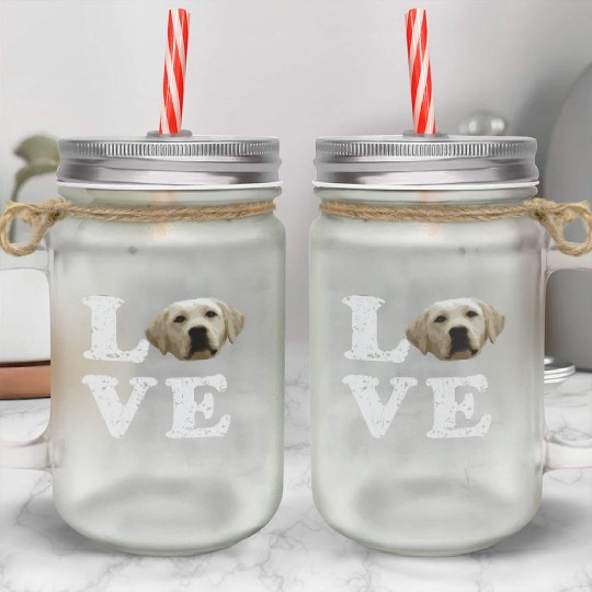 I Love My Yellow Lab Labrador Retriever Dog Mason Jar Cups