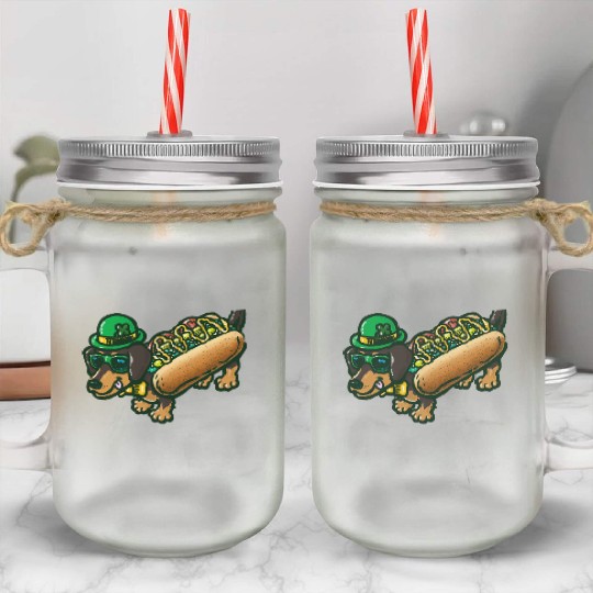 St Patrick's Day Chicago Dog Mason Jar Cups