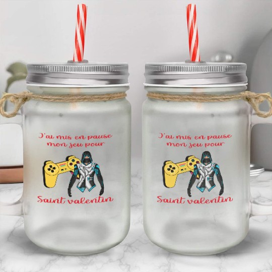 Gamer valentine s day Mason Jar Cups