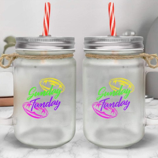 Football Mason Jar Cups, Sunday Fun Day Football Game Day