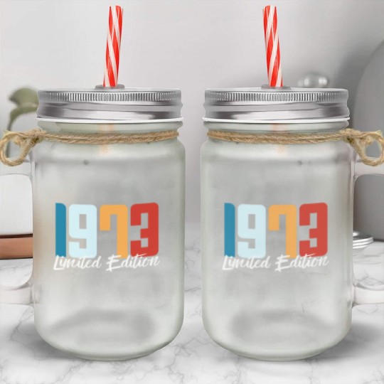 50 Years Vintage 1973 Retro 50th Birthday Mason Jar Cups