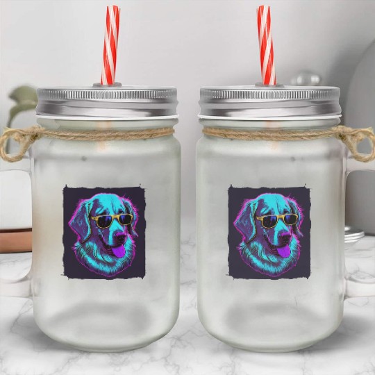Golden Retriever Dog Mason Jar Cups