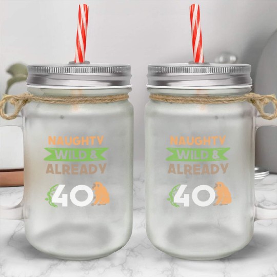 Gift 40 years birthday women Ape Monkey Mason Jar Cups