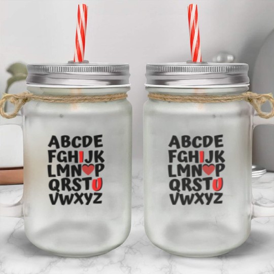 Valentines Day Alphabet ABC Toddler Kids Mason Jar Cups