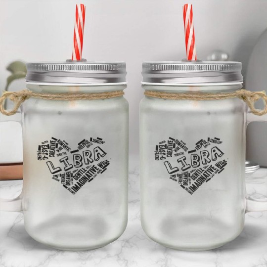 Libra Heart Word Cloud Doodle Astrology Zodiac Sta Mason Jar Cups