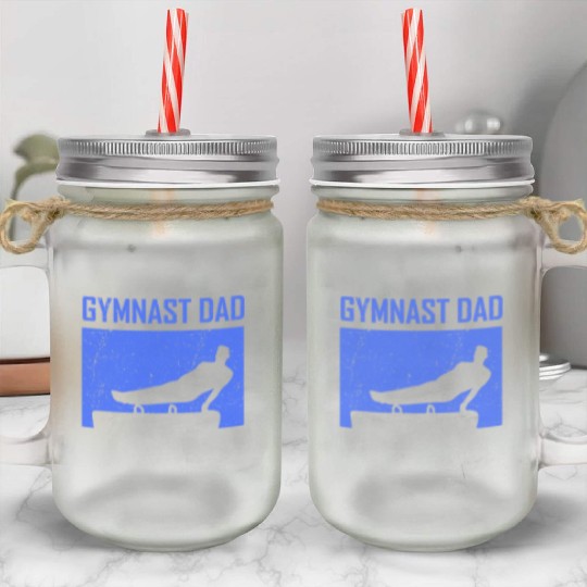 Gymnast Dad Sports Gymnasts Lover Gymnastics Mason Jar Cups