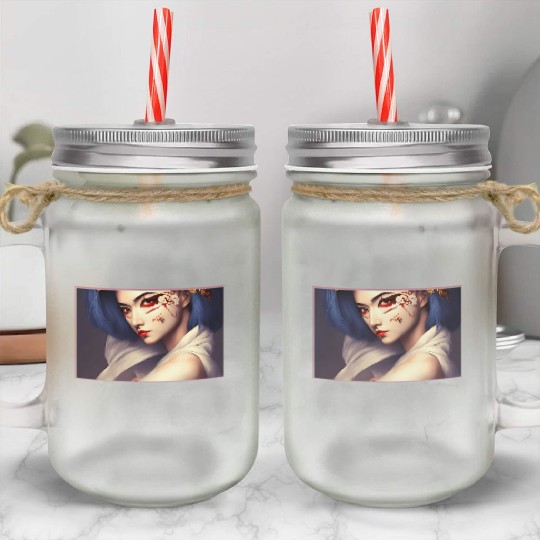 Japanese Geisha Woman - japanese wall art digital Mason Jar Cups