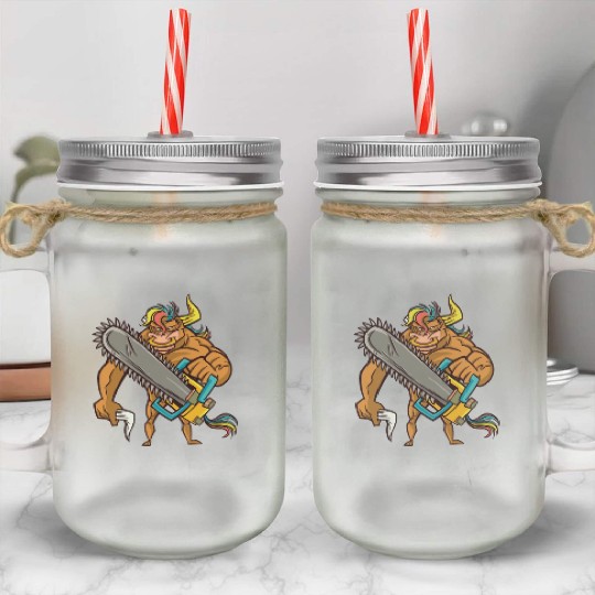 Muscular bull chainsaw Muscular bull chainsaw insp Mason Jar Cups