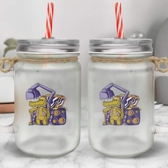 Construction worker alligator Construction worker Mason Jar Cups