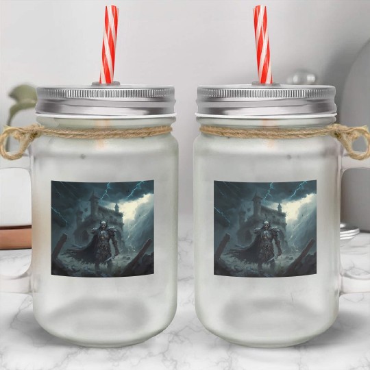 Death Knight in Thunderstorm Mason Jar Cups