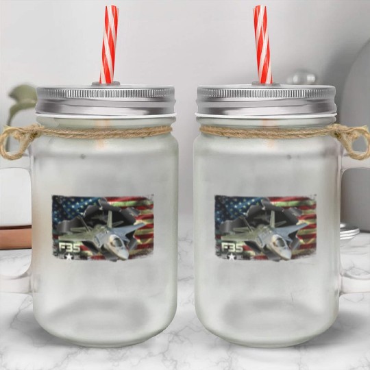 F 35 Lightning Air Force Military Veteran Pride US Mason Jar Cups