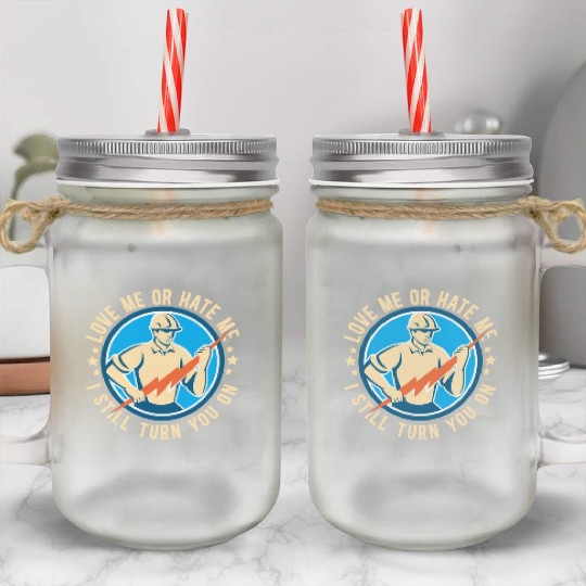 Funny Electrical Lineman Saying Thank A Lineman Mason Jar Cups