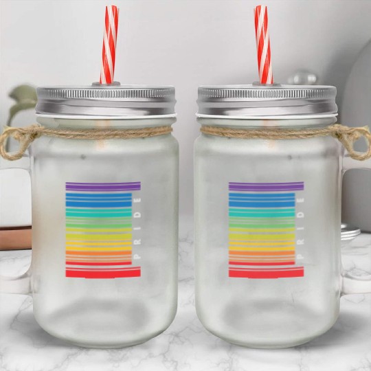 Barcode Gay Pride LGBT Lesbian Bisexual Mason Jar Cups