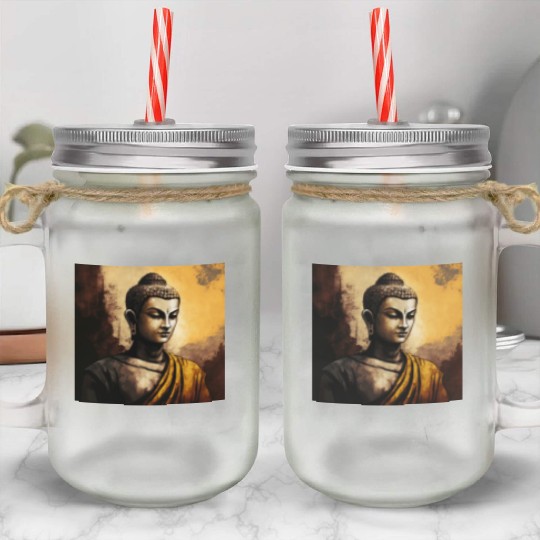 The Serenity of Zen Buddha Watercolor Meditation Mason Jar Cups