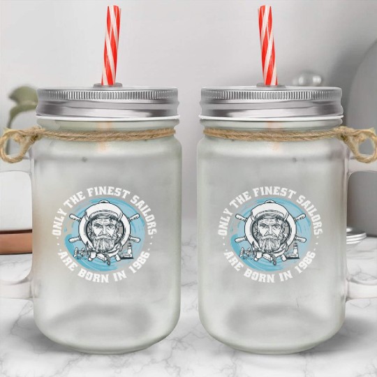 Sailors Sailboats Vintage 1986 Birthday fun Mason Jar Cups