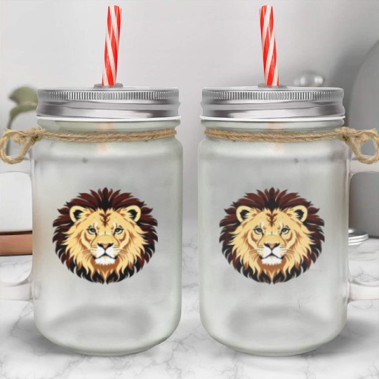 Royal Cartoon Lion - King of the Jungle 13 Mason Jar Cups