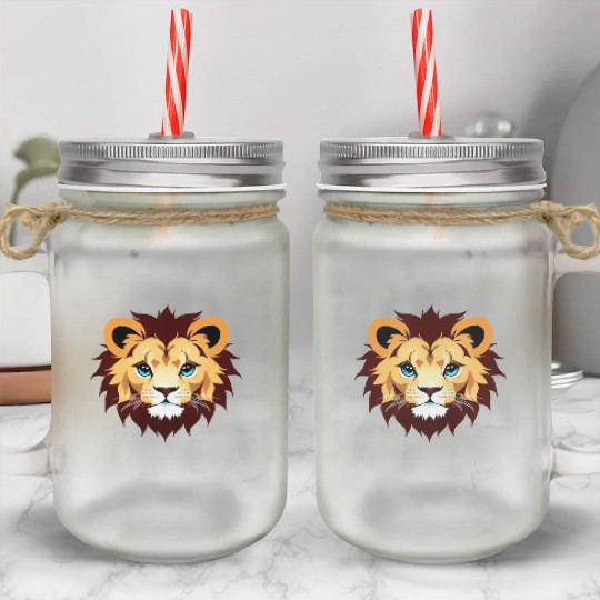 Royal Cartoon Lion - King of the Jungle 3 Mason Jar Cups