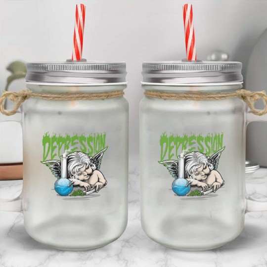 Depression Angel Mason Jar Cups