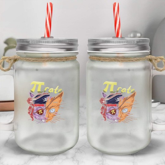Pi Pirate Cat Math Holiday Mathematics Pi Day Mason Jar Cups