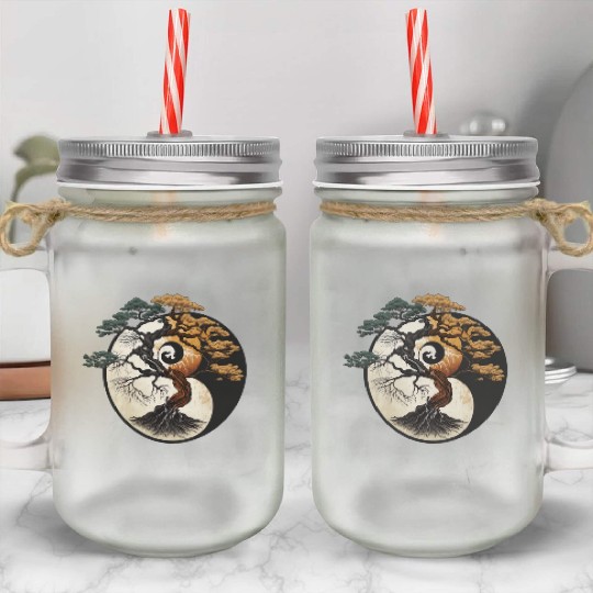 Yin and Yang Bonsai Tree Mason Jar Cups