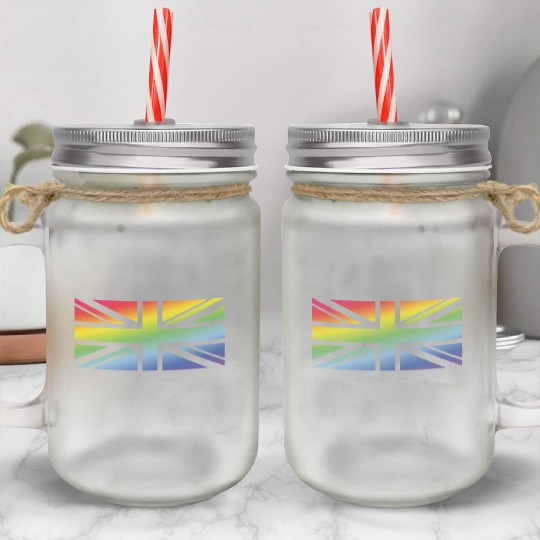 Union Jack / Rainbow Flag (Great Britain / UK) Mason Jar Cups