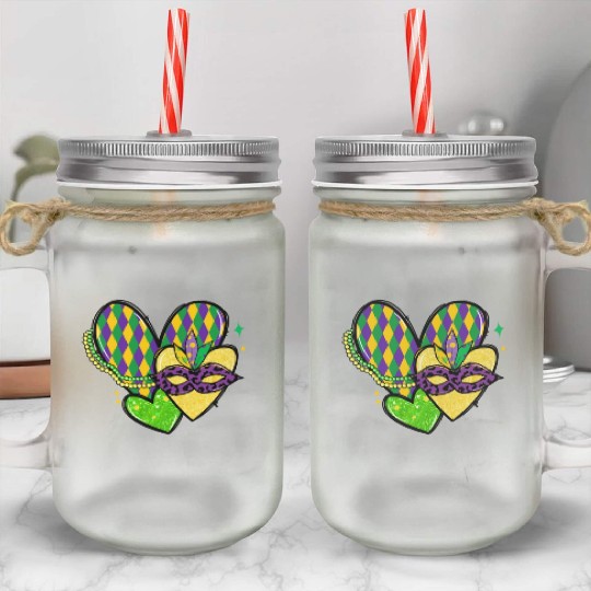 New Orleans Kids Girls Love Mardi Gras Outfit Mason Jar Cups