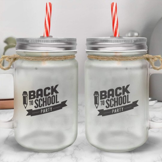 Back to School Typography Mason Jar Cups