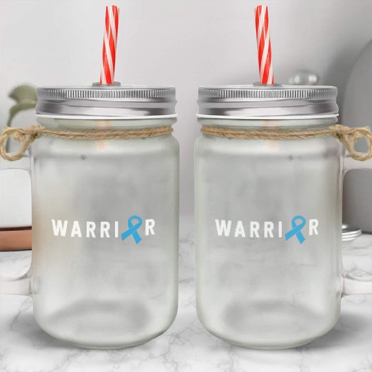 Prostate Cancer Warrior Light Blue Ribbon Dad Mason Jar Cups