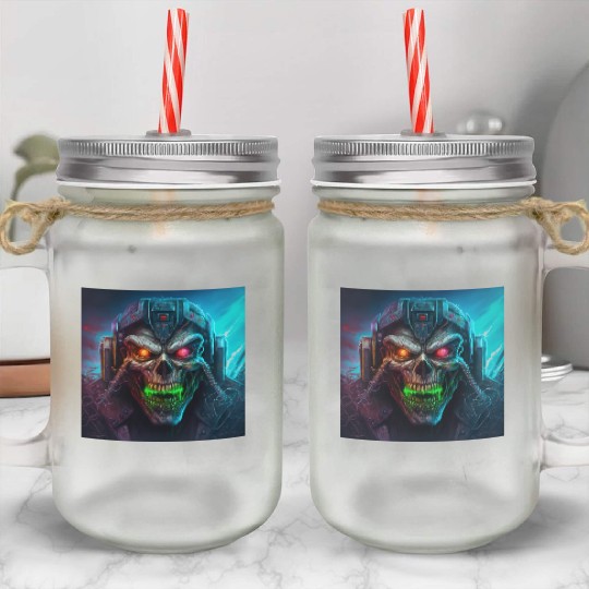 ZOMBIE IRON MAIDEN (version 8) Mason Jar Cups