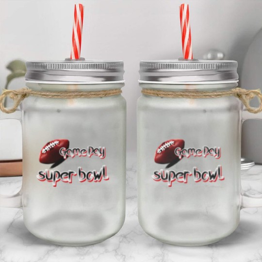 super bowl sunday Mason Jar Cups