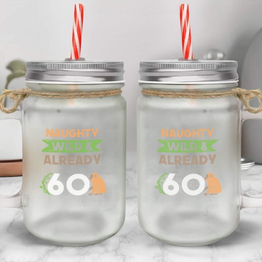 Gift 60 years birthday women Ape Monkey Mason Jar Cups