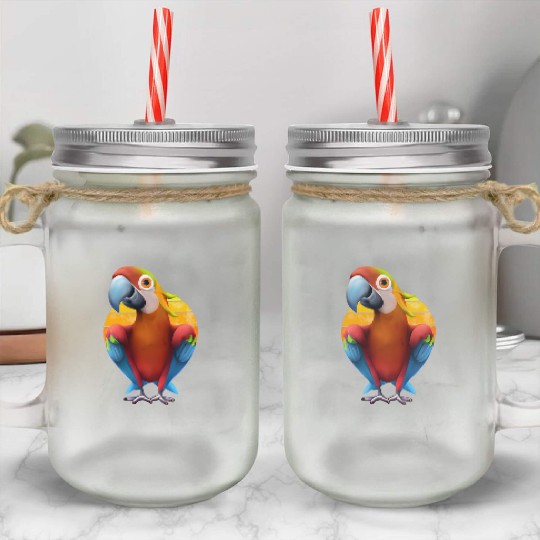 Macaw Mason Jar Cups
