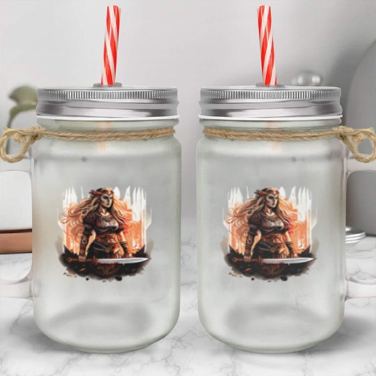 Shield-maiden or Shieldmaiden Amazon Mason Jar Cups