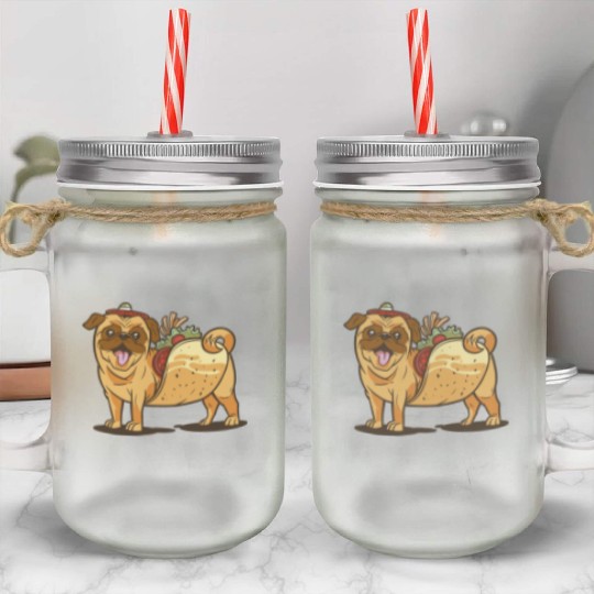 Mexican pug Mason Jar Cups