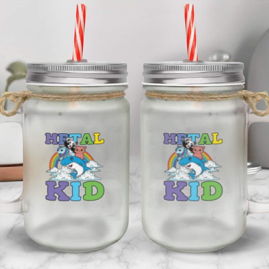 Unicorn Shark Panda Cat Love Music Rock Metal Kid Mason Jar Cups