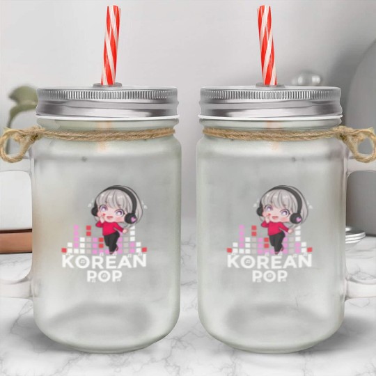 Kawaii Kpop Anime Finger Heart Korean Pop Chibi Mason Jar Cups