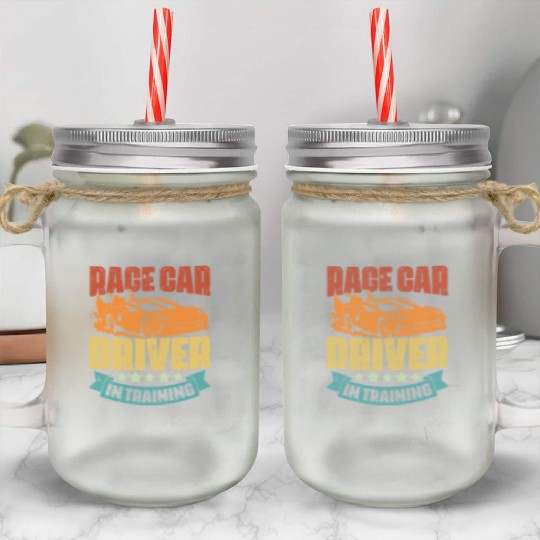 Vintage Race Car Driver In Training An Automotive Mason Jar Cups