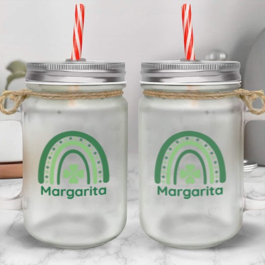 Margarita Clover Charm Boho Rainbow Mason Jar Cups