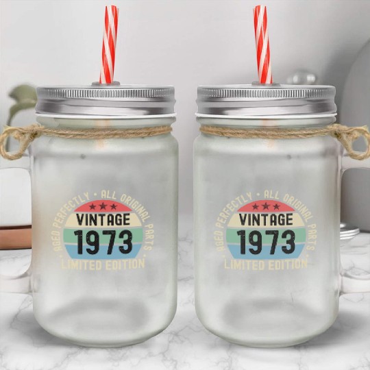 50th Birthday Vintage 1973 Mason Jar Cups